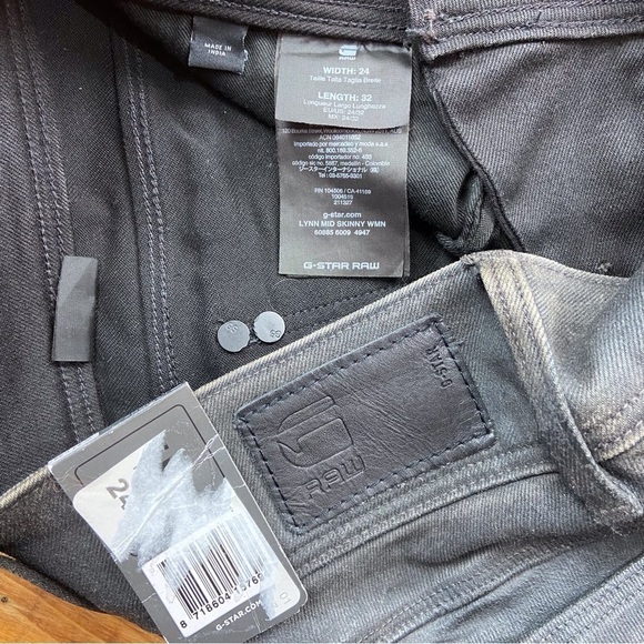 G-star Raw Lynn fit jeans faux leather mid rise skinny glitter slander black 24 - Picture 7 of 16